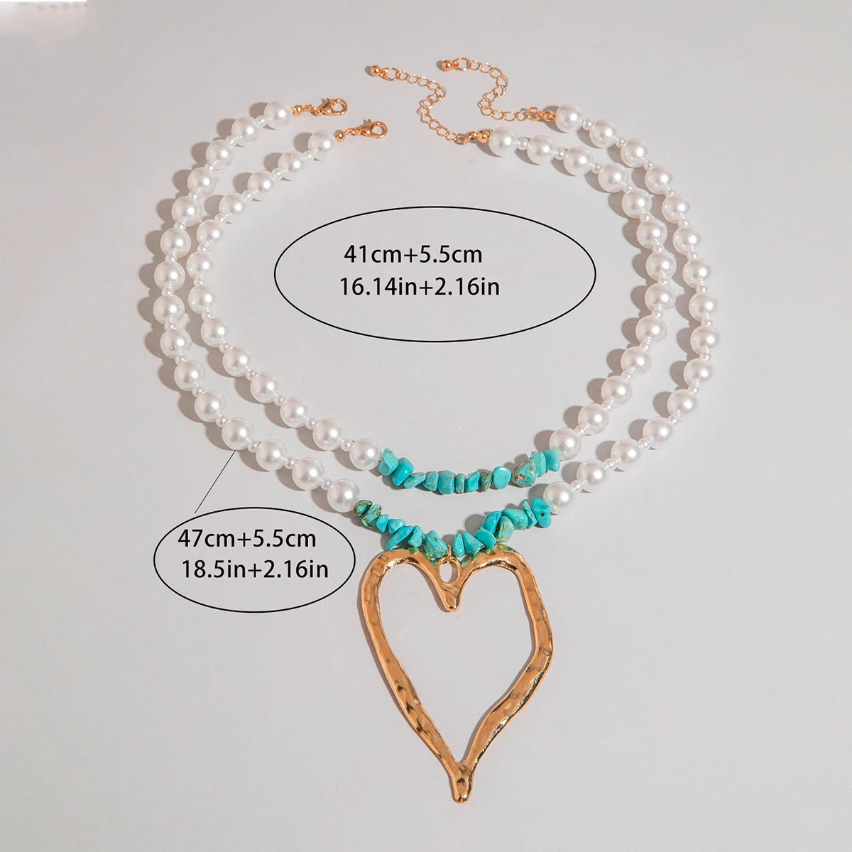 Necklace with Hollow Heart Pendant Adjustable Necklace