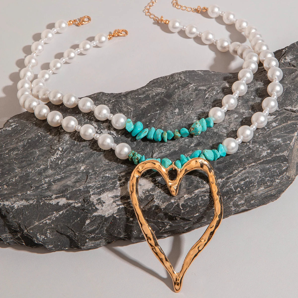 Necklace with Hollow Heart Pendant Adjustable Necklace