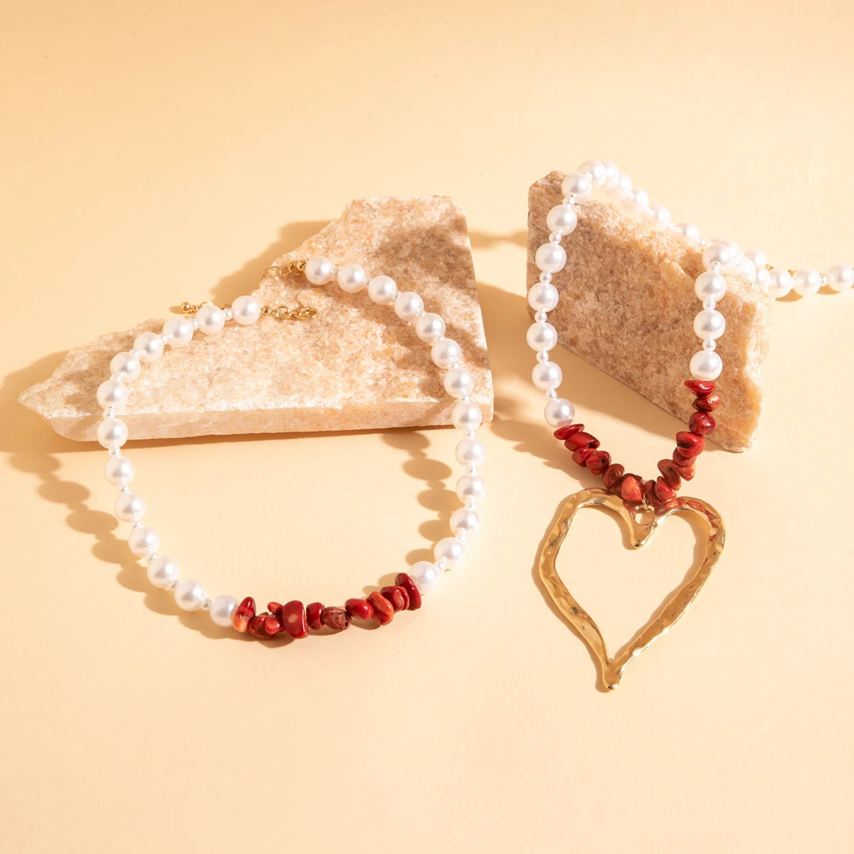 Necklace with Hollow Heart Pendant Adjustable Necklace
