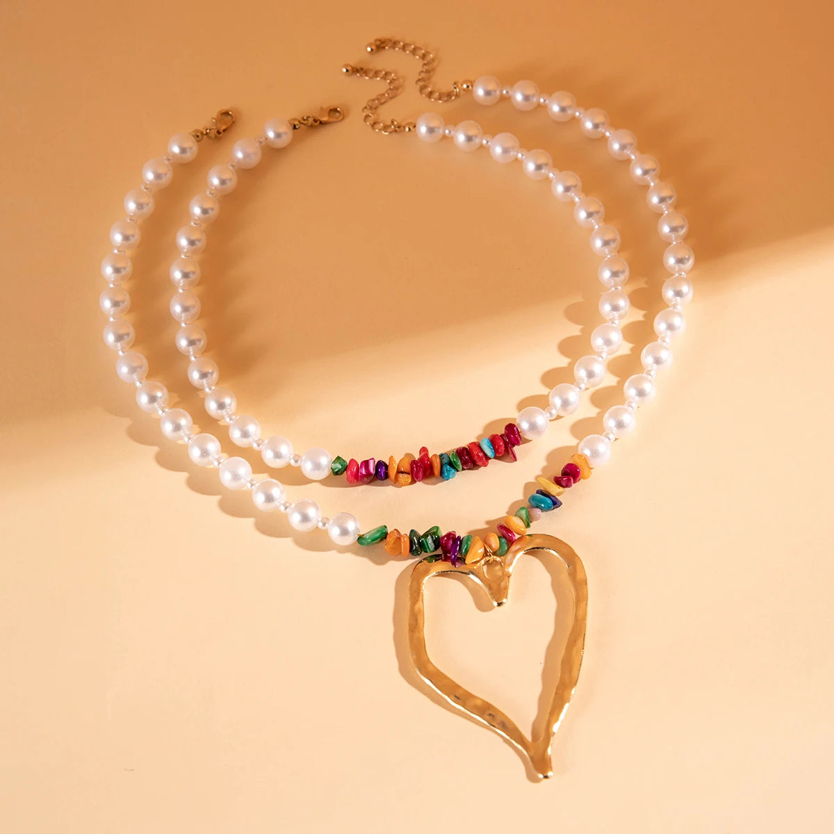 Necklace with Hollow Heart Pendant Adjustable Necklace