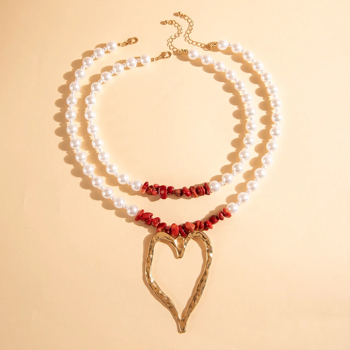 Necklace with Hollow Heart Pendant Adjustable Necklace