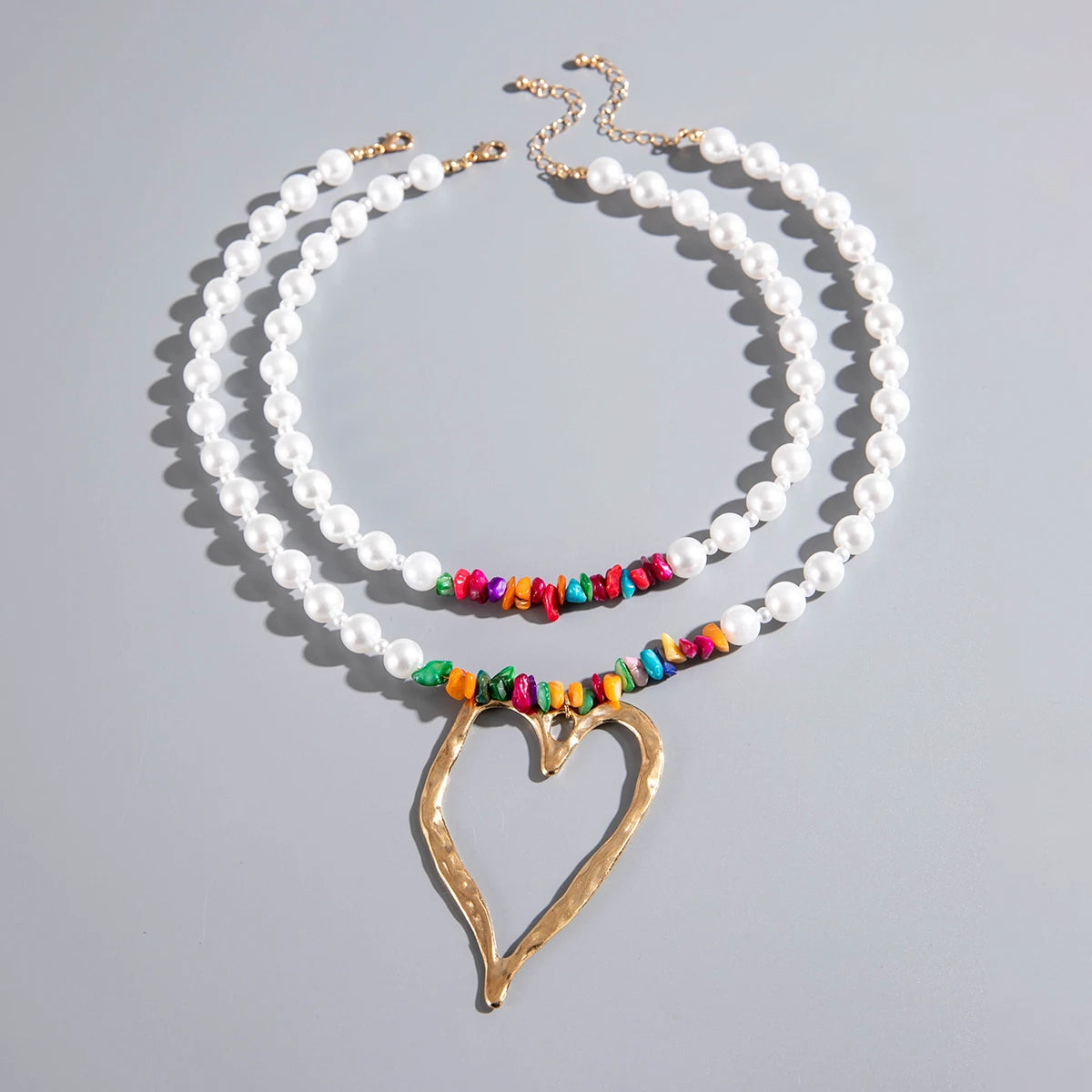 Necklace with Hollow Heart Pendant Adjustable Necklace