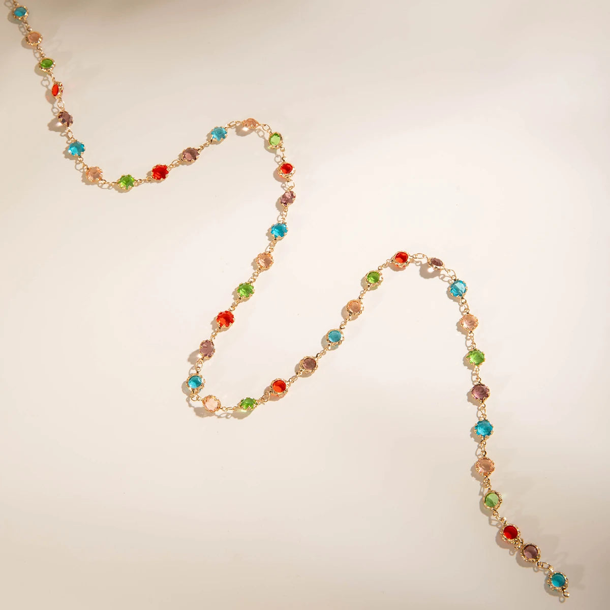 Bohemian Water Drop Green Rhinestone Chain Necklace