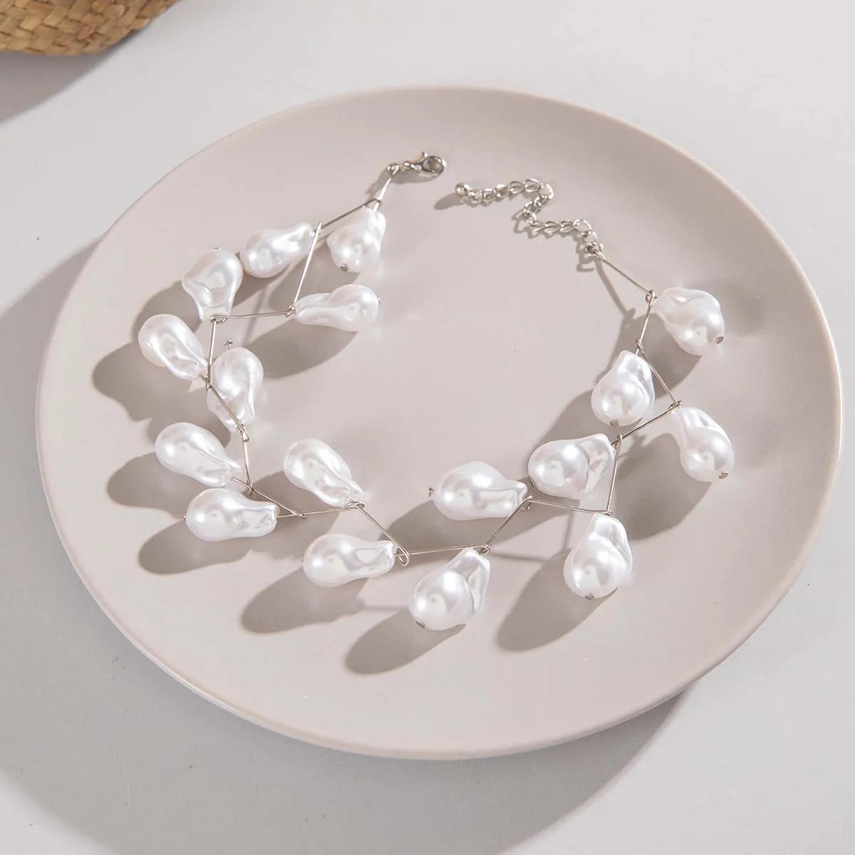 White Colour Imitation pearl Adjustable Necklaces