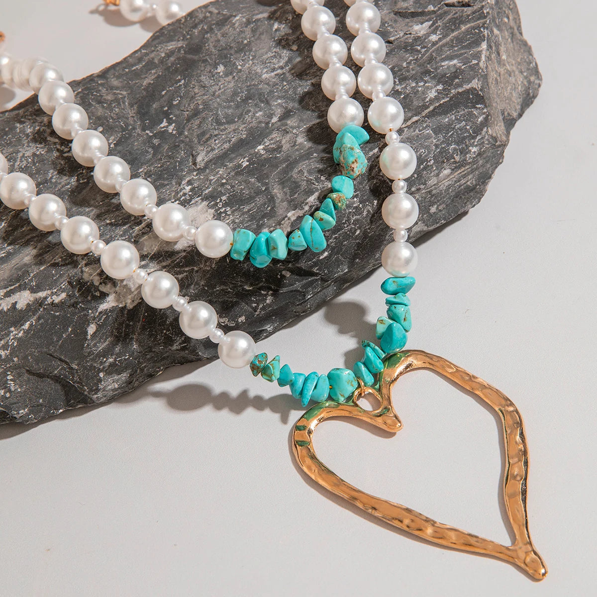 Necklace with Hollow Heart Pendant Adjustable Necklace