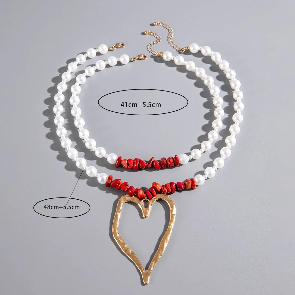 Necklace with Hollow Heart Pendant Adjustable Necklace