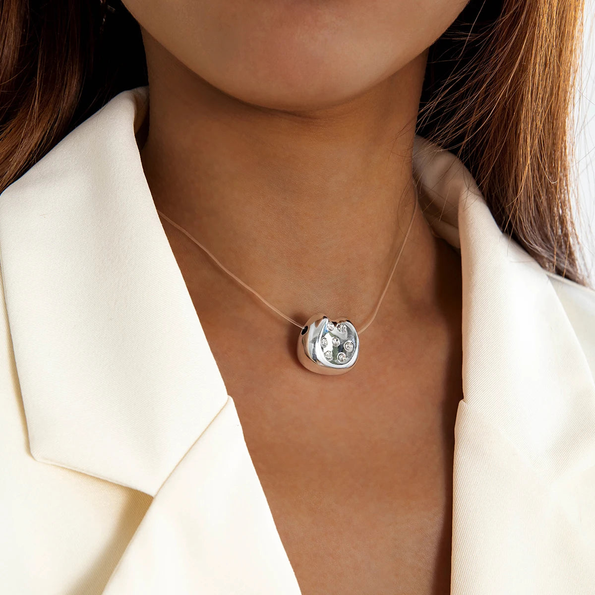 Green Heart Shaped Crystal Stone Pendant Necklace