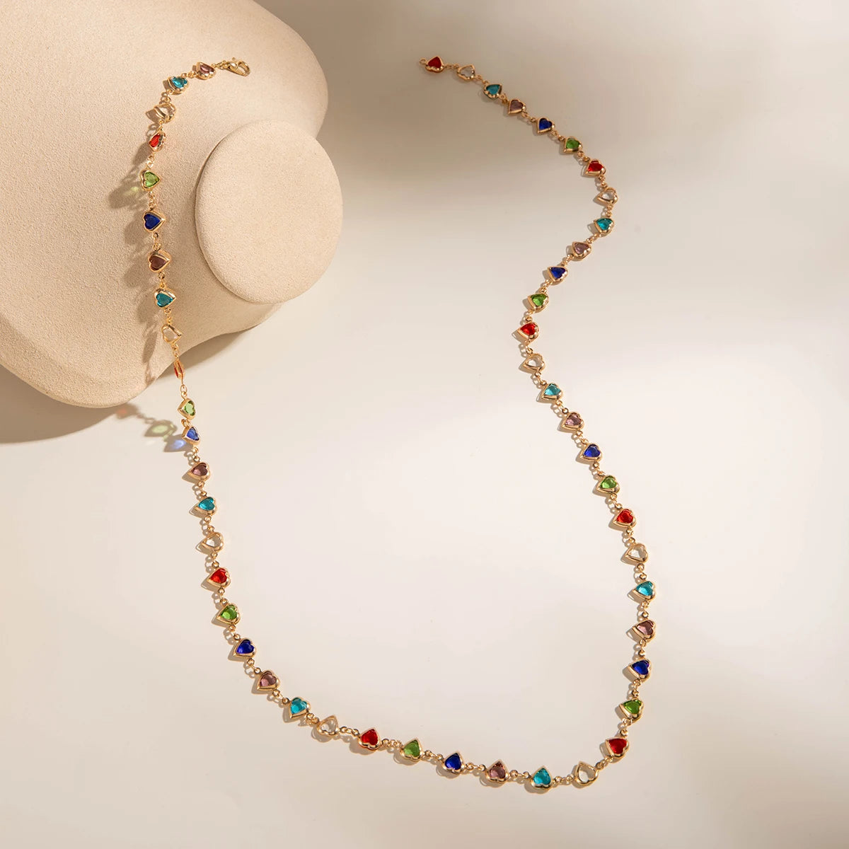 Bohemian Water Drop Green Rhinestone Chain Necklace