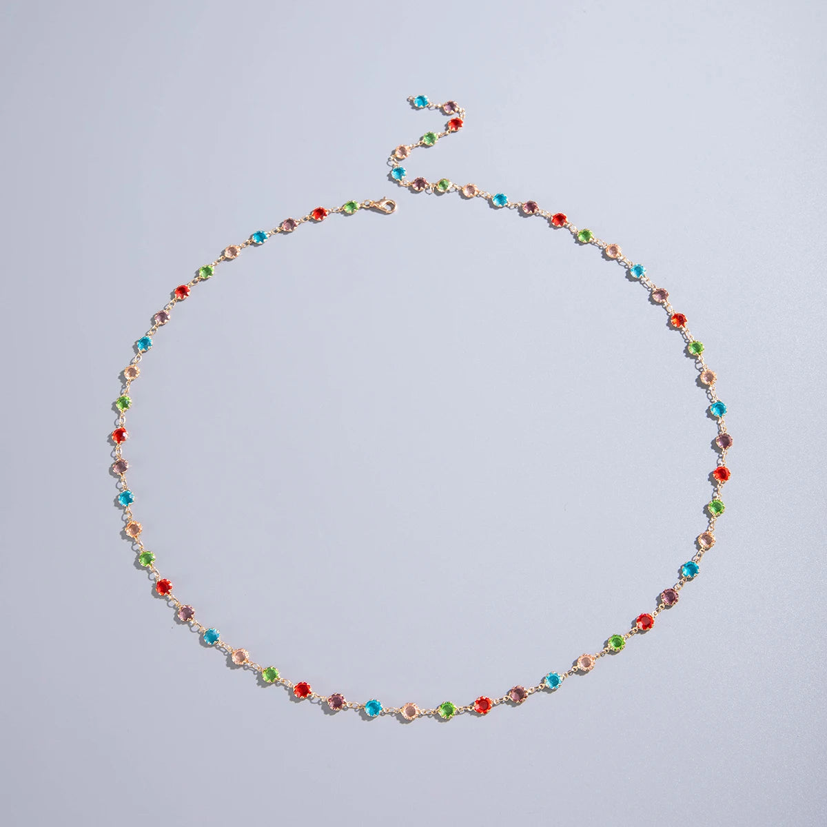 Bohemian Water Drop Green Rhinestone Chain Necklace