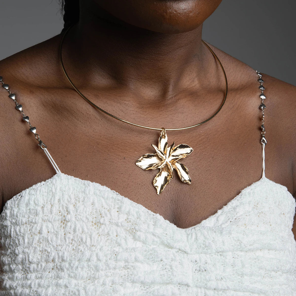 Chain With White Colour Heart Pendant Necklace Adjustable