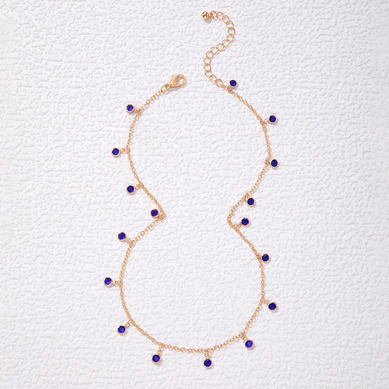 Bohemian Water Drop Green Rhinestone Chain Necklace