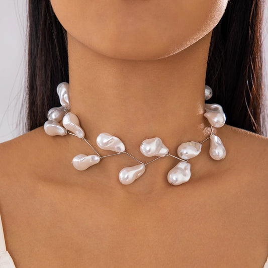 White Colour Imitation pearl Adjustable Necklaces
