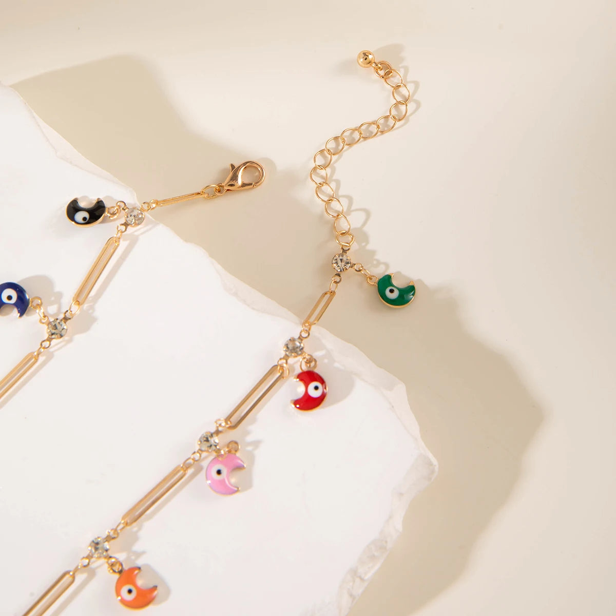Bohemian Water Drop Green Rhinestone Chain Necklace