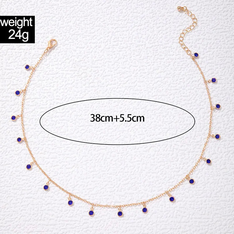 Bohemian Water Drop Green Rhinestone Chain Necklace