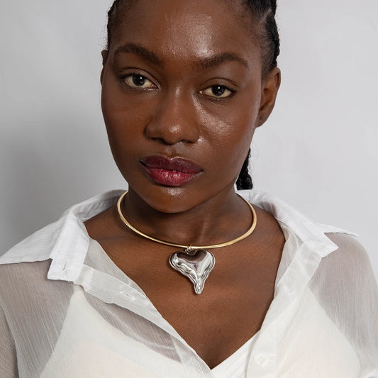 Chain With White Colour Heart Pendant Necklace Adjustable
