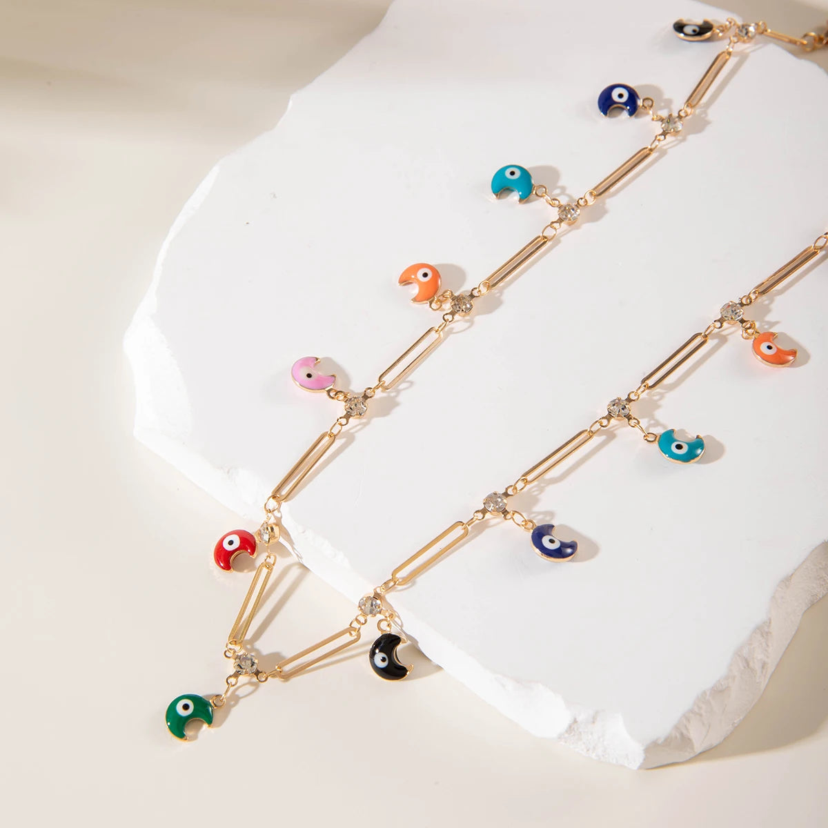Bohemian Water Drop Green Rhinestone Chain Necklace