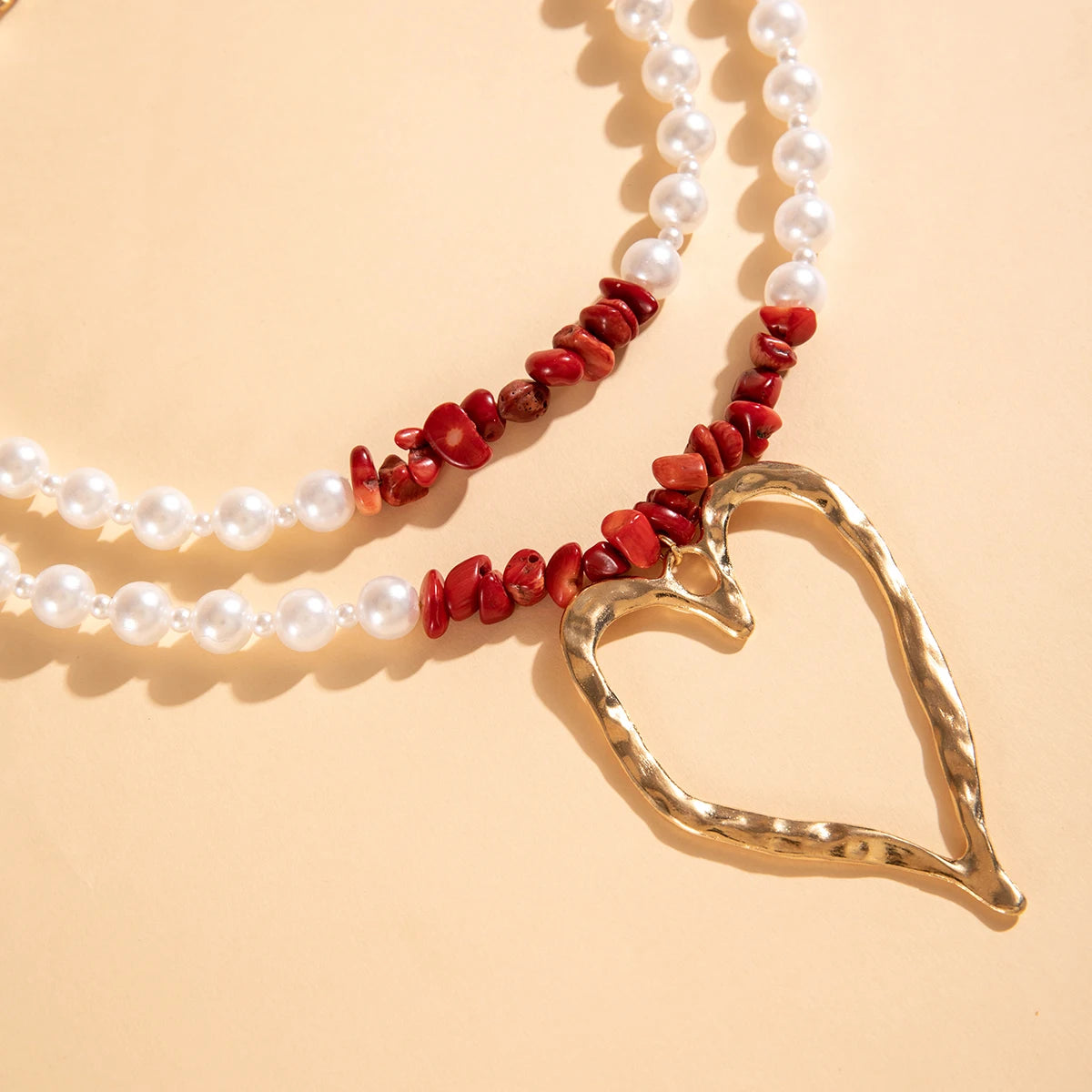 Necklace with Hollow Heart Pendant Adjustable Necklace