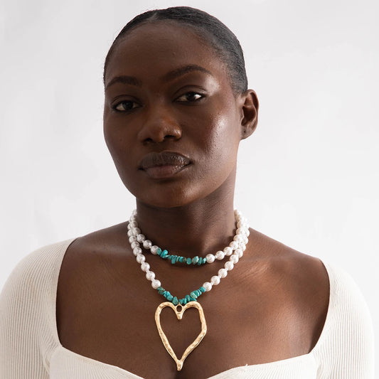Necklace with Hollow Heart Pendant Adjustable Necklace