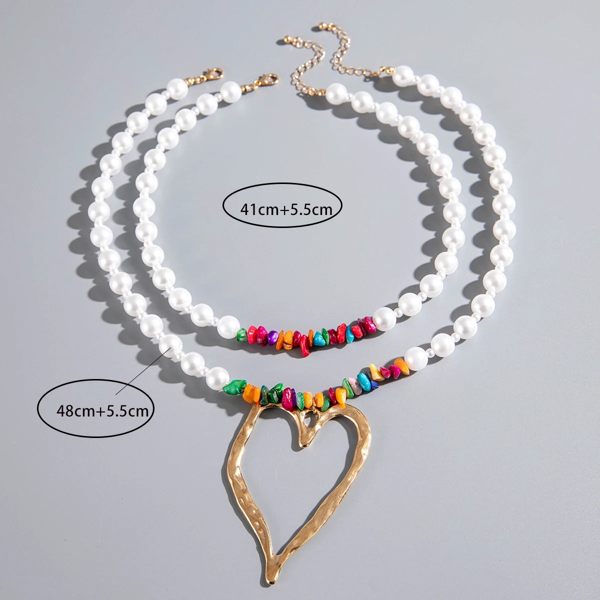 Necklace with Hollow Heart Pendant Adjustable Necklace