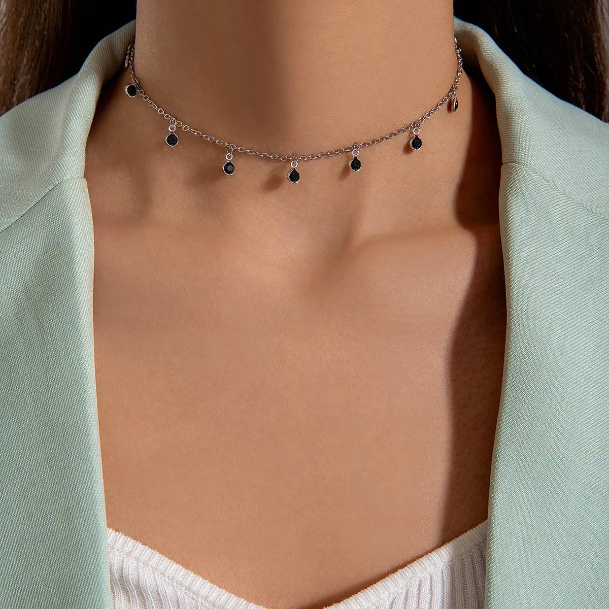 Bohemian Water Drop Green Rhinestone Chain Necklace