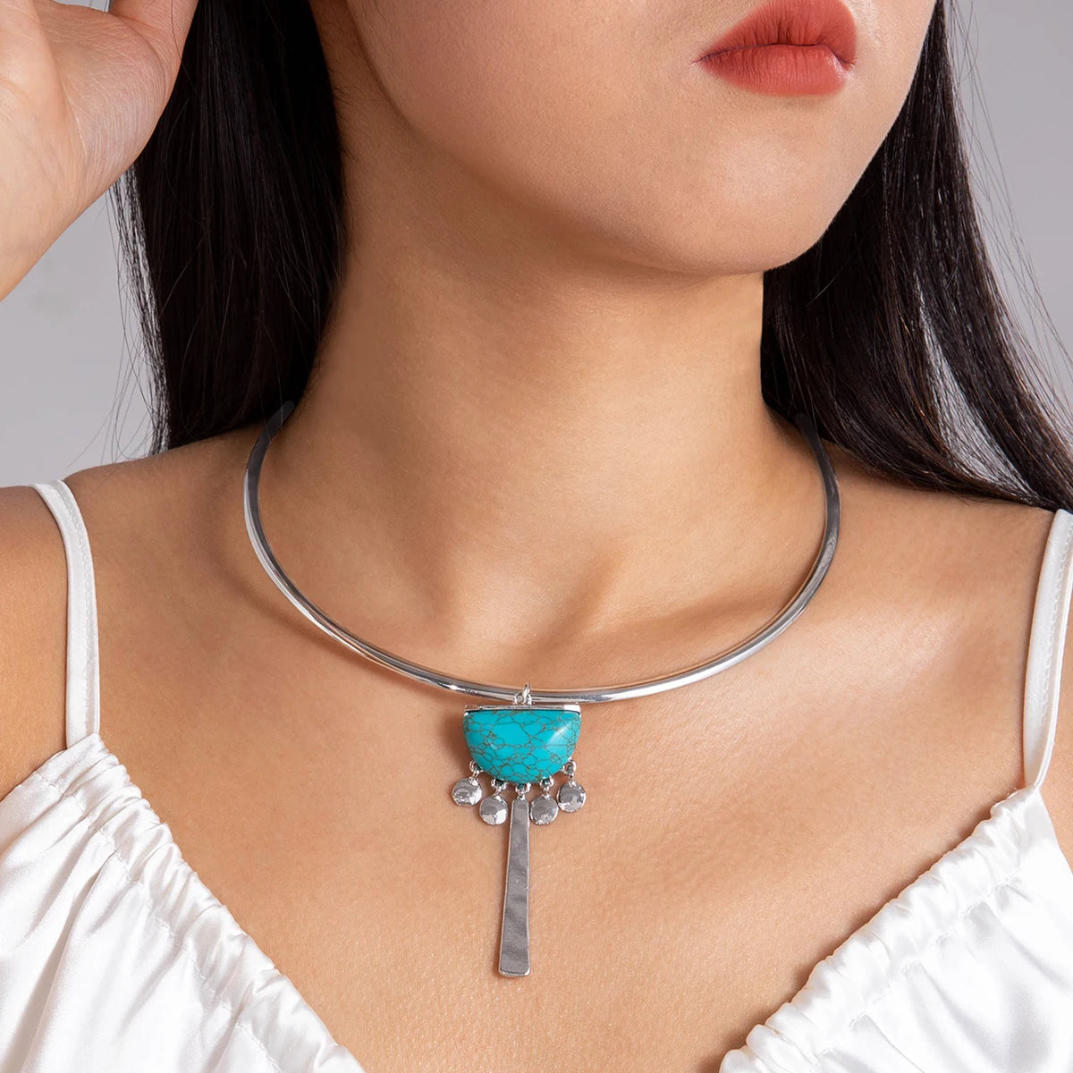 Chain With White Colour Heart Pendant Necklace Adjustable