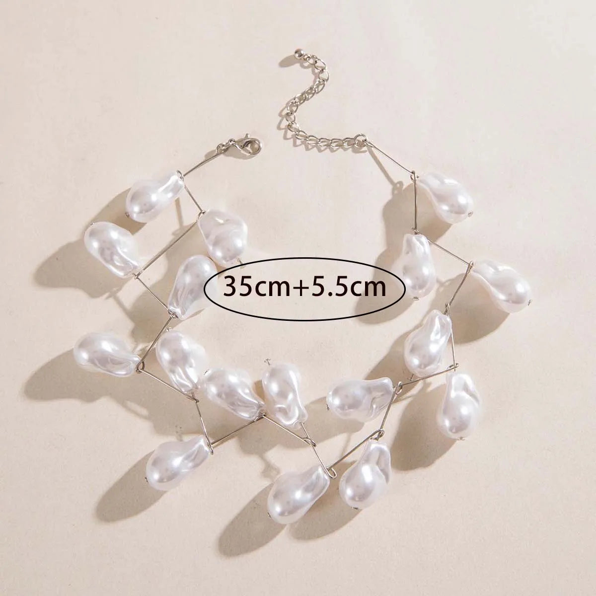 White Colour Imitation pearl Adjustable Necklaces