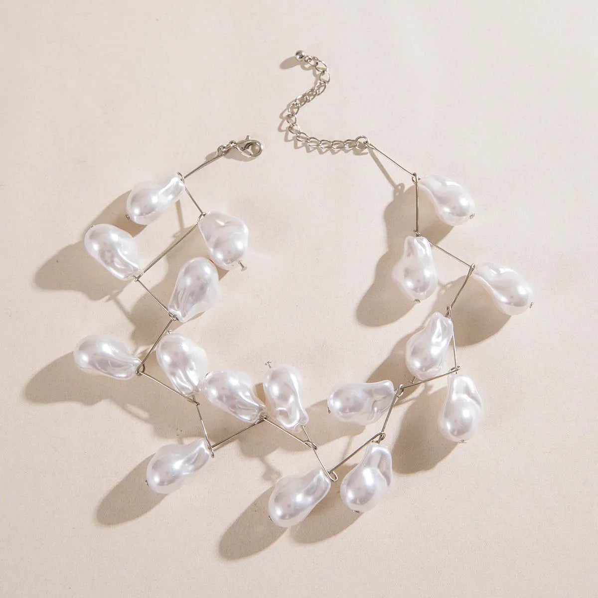 White Colour Imitation pearl Adjustable Necklaces